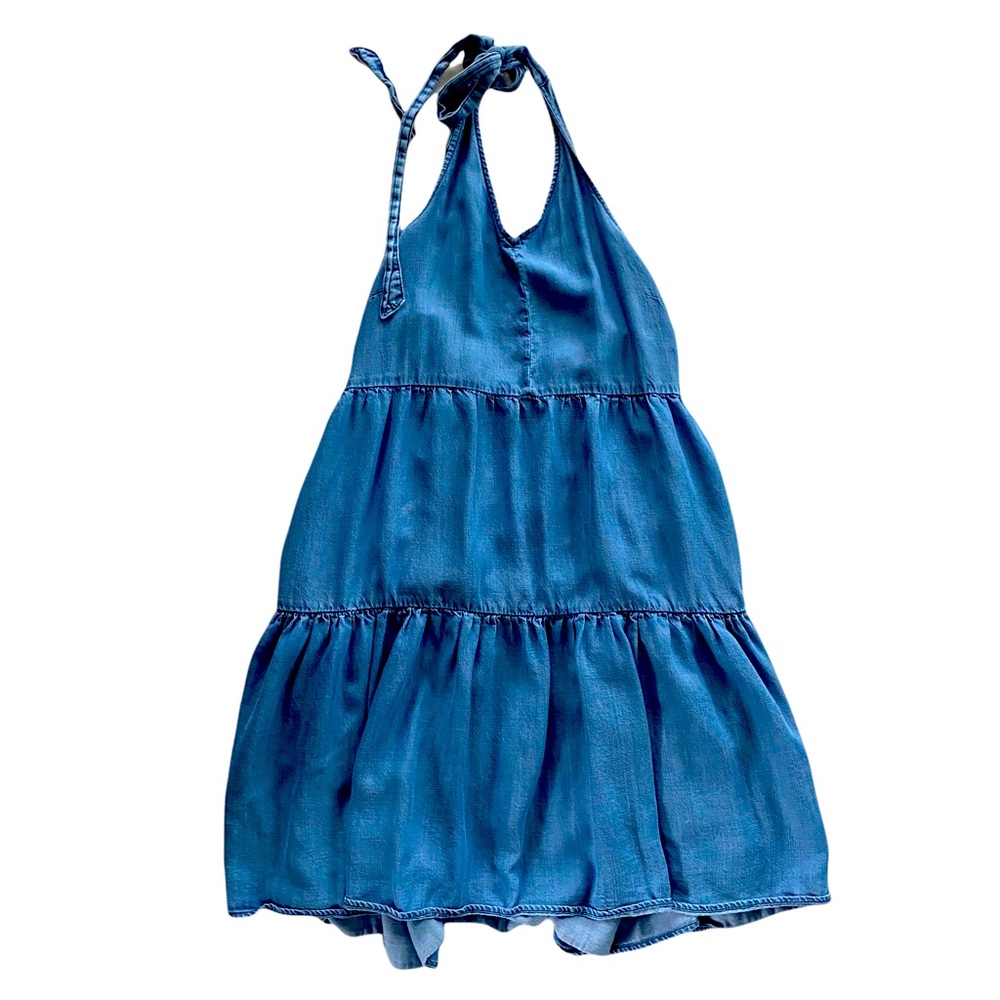 AE Denim Halter Top Tiered Dress